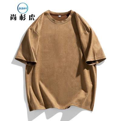 尚杉虎麂皮绒短袖T恤男
