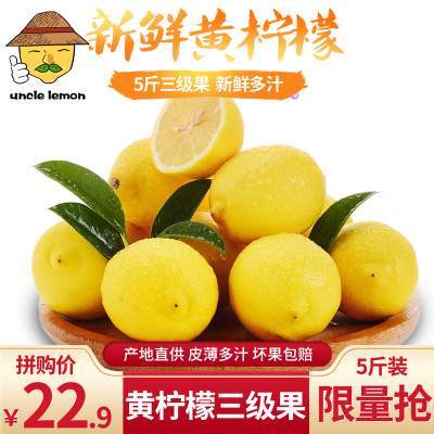 【旗舰店】uncle lemon四川安岳特产黄柠檬  5斤三级果