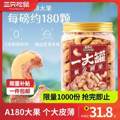 三只松鼠 大颗紫皮腰果500g/袋