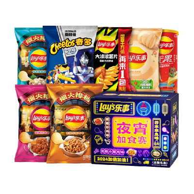 【聚划算】Lay's/乐事薯片限定夜宵加油大礼盒混合口味530gx1盒中秋开学零食