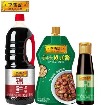 【14点抢】李锦记锦鲜生抽1.51kg+黄豆酱240g+原酿生抽115ml