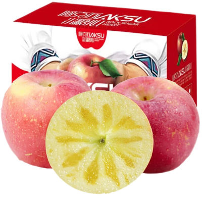 阿克苏苹果(AKSU APPLE)新疆阿克苏冰糖心苹果 带箱10斤 单果70-80mm净重8.5斤