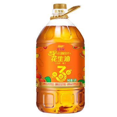 金龙鱼花生油甄选不油腻轻年花生油5L食用油炒菜物理压榨5升大桶