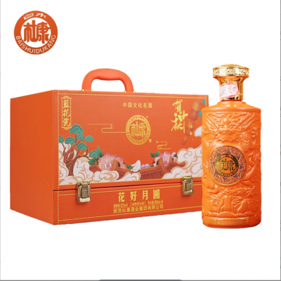 春节佳礼 白水杜康花好月圆白酒500ml*6瓶礼盒装52度浓香型Q1