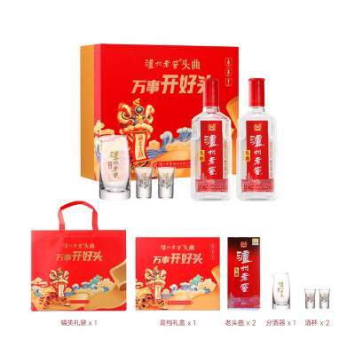 【礼盒甄选】泸州老窖头曲万事开好头礼盒装52度500ml*2+精美酒具