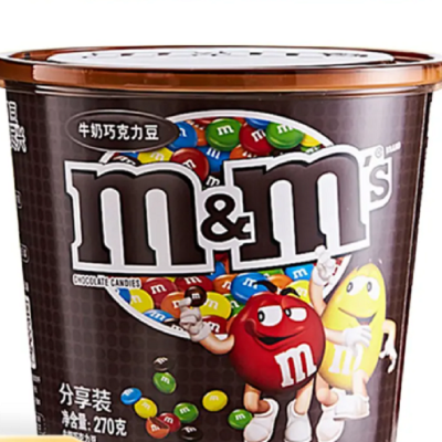 【聚划算】M＆M’S牛奶夹心巧克力豆270g*1桶M豆儿童糖果零食新旧包装随机发