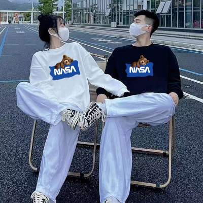 nasa官网联名2025圆领连帽卫衣男女潮牌宽松百搭简约秋季情侣上衣