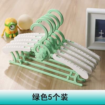 儿童多功能衣挂钩衣撑晾衣服架衣架  5个装升级连挂款-绿色