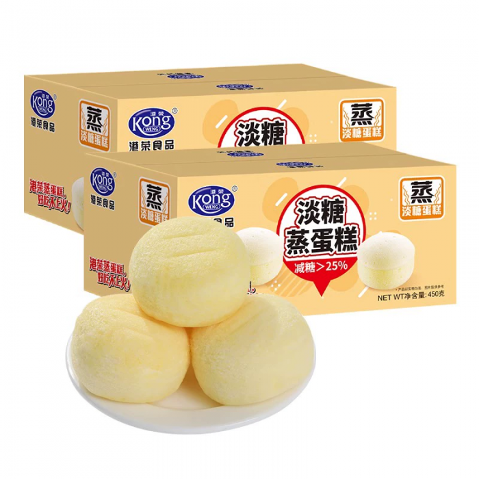 港荣蒸蛋糕淡糖老年人适合吃的整箱孕妇早餐小面包礼盒休闲零食品