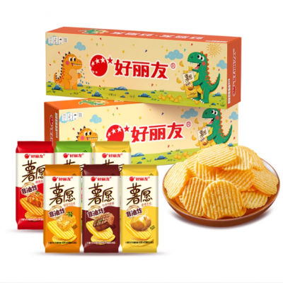 好丽友薯愿薯片恐龙限量版多口味2P×1盒（共2包）非油炸零食