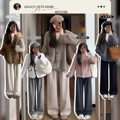 La chbpeall糯米裤女秋冬慵懒感软糯百搭高腰垂感阔腿裤显瘦