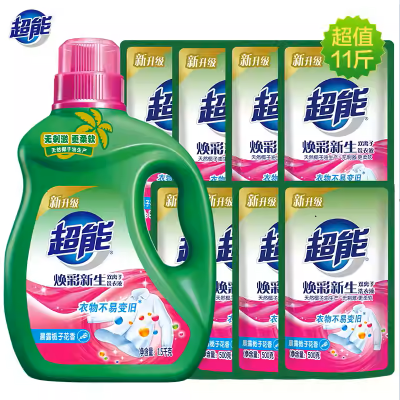 【聚划算】超能双离子洗衣液超值11斤衣物焕新护色天然椰子油温和不刺激