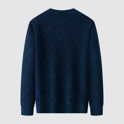 红蜻蜓男士圆领毛衣加绒加厚秋冬新款休闲保暖爸爸冬装针织打底衫