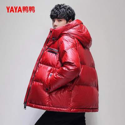 鸭鸭2025年秋冬新款羽绒服男短款连帽青年休闲时尚宽松保暖外套C