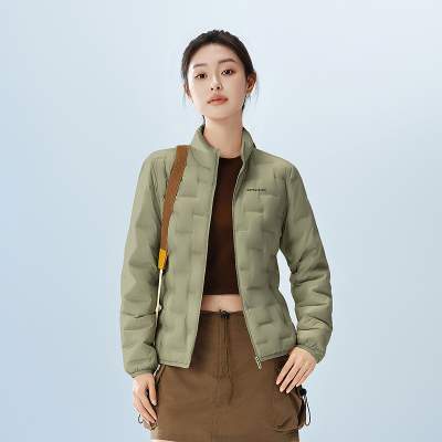 【云感鹅绒】波司登明星款新款轻薄羽绒服女短款错格立领保暖外套