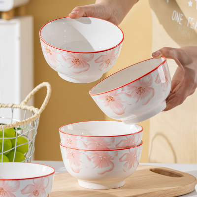 5英寸饭碗国色天香高颜值家用釉下彩米饭碗陶瓷碗汤碗泡面碗套装